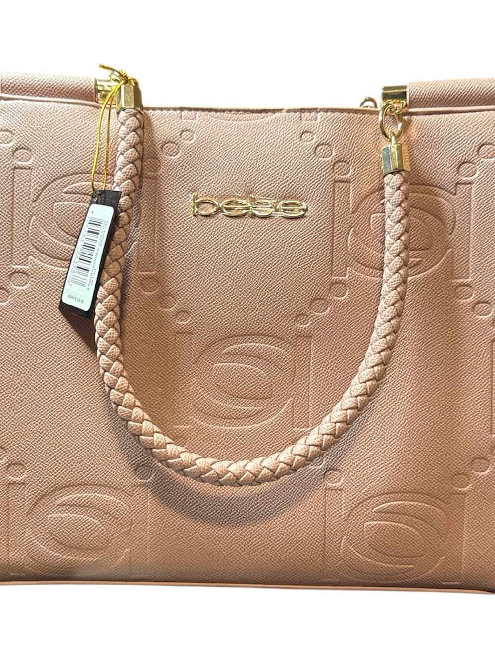 bebe Blush Tote with Braided Handles and Gold Hardware